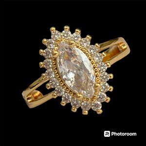 Marquise Cut Cubic Zirconia Halo Cocktail Ring Yellow Gold Plated Size 7 8 9